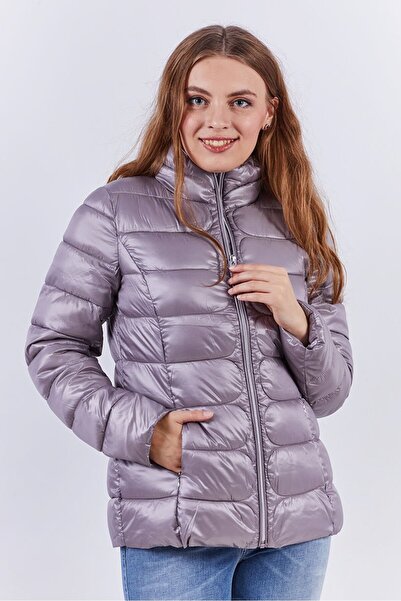 VIA SPIGA جاكيت نسائي مبطن بأكمام طويلة، لون أرجواني