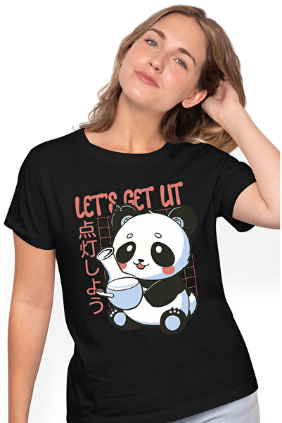 StoryGift Romania Tricou Femei Cu Mesaj Let's Get Lit, Panda, Grid, Japonez, ...