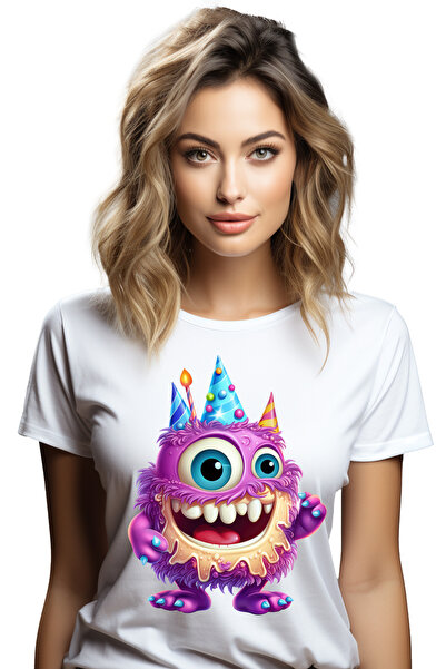 StoryGift Romania Tricou Femei cu o creatura paroasa, ilustratie, mov, zambes...