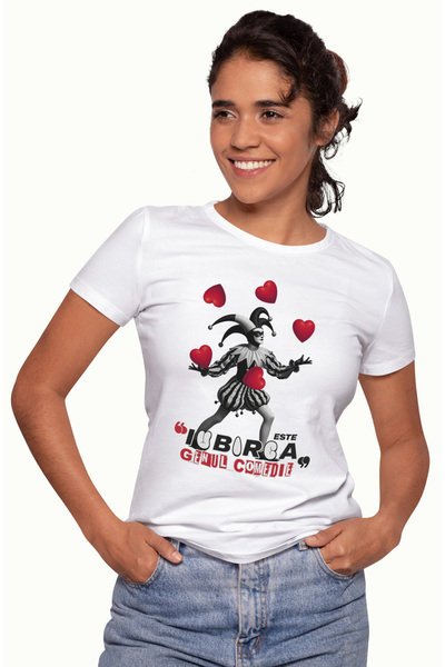 StoryGift Romania Tricou Femei Clovn buson text iubirea este genul comediei c...