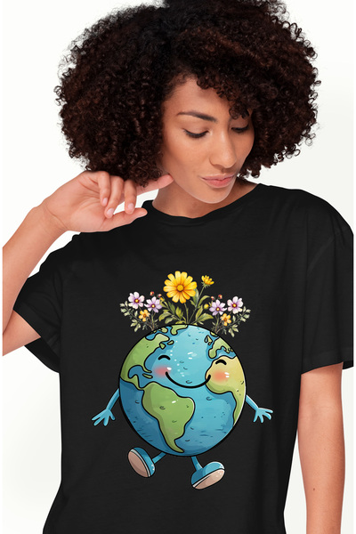 StoryGift Romania Tricou Femei cu planeta Pamant, ilustratie, constientizare,...