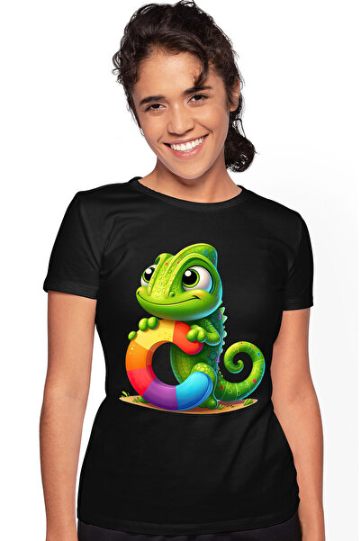 StoryGift Romania Tricou Femei cu cameleon cu litera "C", ilustratie, pentru ...