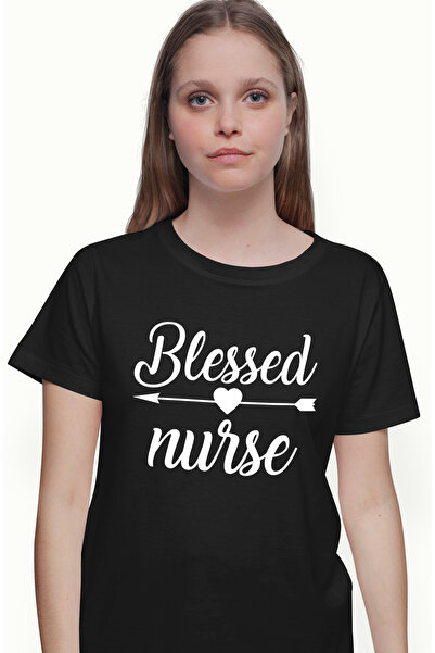 StoryGift Romania Tricou Femei cu inimioara si textul in engleza "Blessed nur...