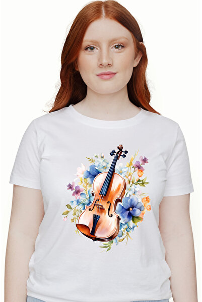 StoryGift Romania Tricou Femei cu o vioara, ilustratie, sta pe o "patura" din...