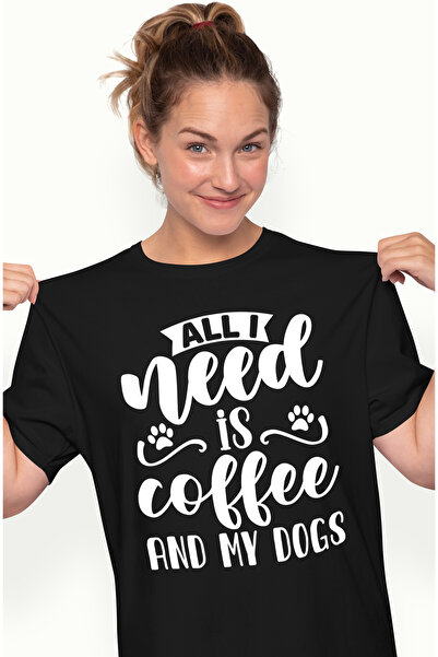 StoryGift Romania Tricou Femei cu labute si mesajul "Am nevoie doar de cafea ...