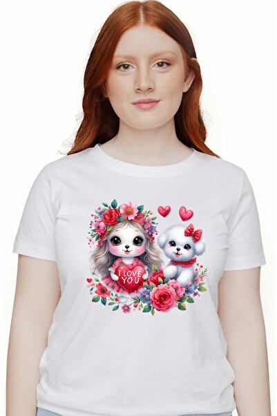 StoryGift Romania Tricou Femei cu o catelusa si un catel, veseli, ilustratie,...