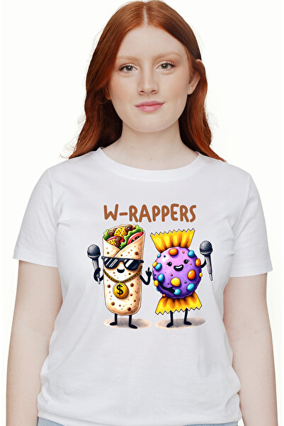 StoryGift Romania Tricou Femei cu mesajul "W-rappers", ilustratie, amuzant, razi, comic, shaorma, WHT_M