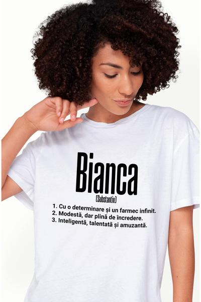 StoryGift Romania Tricou Femei Cu Numele Bianca, si Mesaj Motivational, Deter...