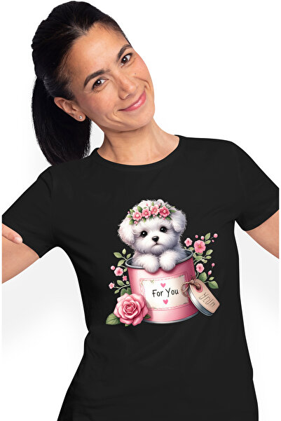 StoryGift Romania Tricou Femei cu o catelusa timida care iese dintr-o conserv...