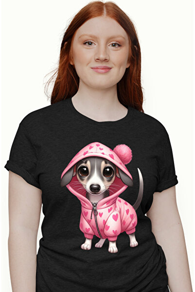 StoryGift Romania Tricou Femei cu un catelus care are un hanorac cu inimioare...