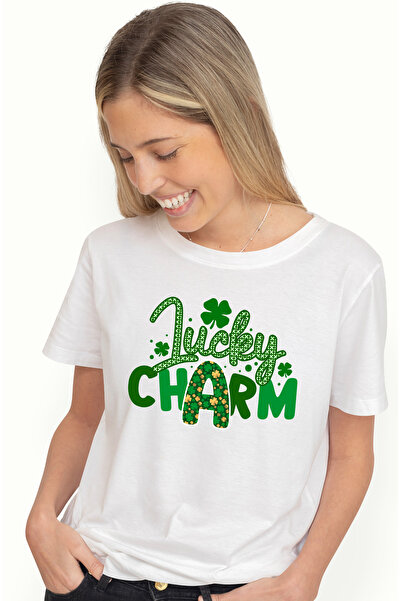 StoryGift Romania Tricou Femei cu mesajul "Lucky charm", ilustratie, motivati...