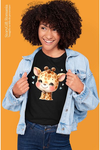 StoryGift Romania Women's T-shirt with a small, blushing zebra, illustration, heart, shy, apr BLK_XL