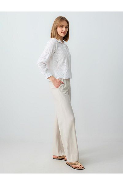 Jimmy Key Stone Relaxed Cut High Waist Loose Wide Leg Long Linen Trousers