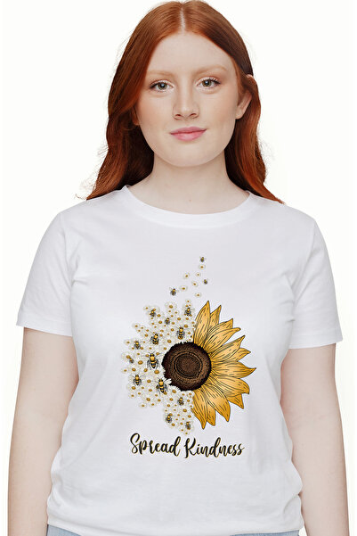 StoryGift Romania Tricou Femei cu multe albine si floricele cu mesajul "Sprea...