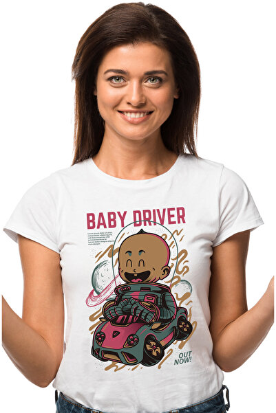 StoryGift Romania Tricou Femei Cu Bebelus In costum De Astronaut Conducand Ma...