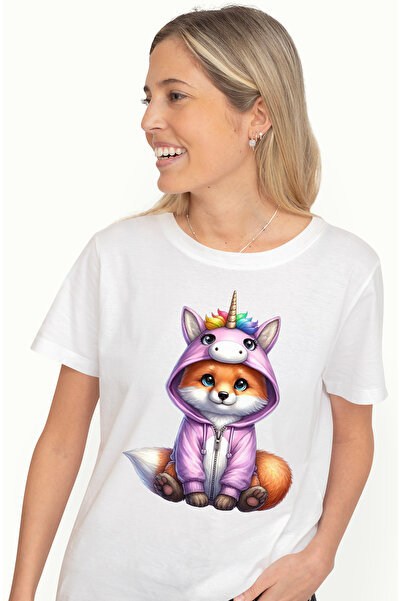 StoryGift Romania Tricou Femei cu o vulpita in costum de unicorn, ilustratie,...