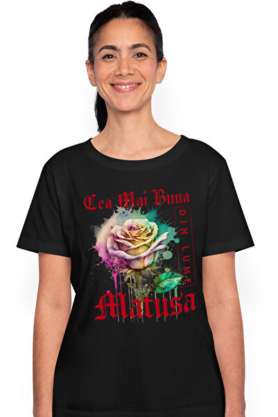 StoryGift Romania Tricou Femei Cu Textul Cea Mai Buna Matusa, Din Lume, Floar...