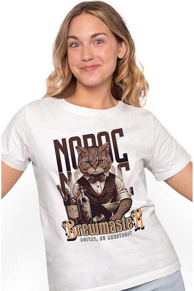 StoryGift Romania Tricou Femei Brewmaster Agitat, nu amestecat. pisica barman alcool motan cu impr WHT_S