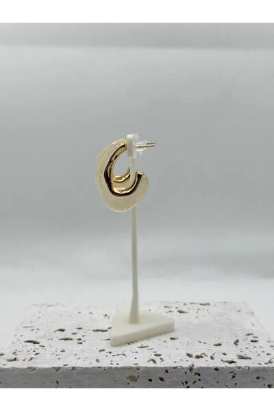 lysiaaccessory Reçine Detaylı Gold Tasarım Küpe