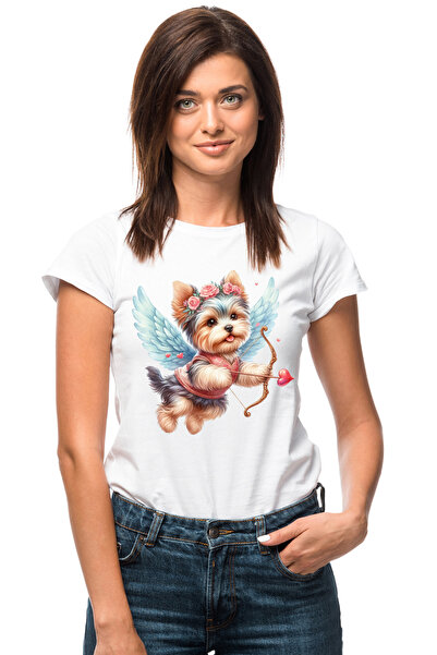 StoryGift Romania Tricou Femei cu un catel vesel care trage cu arcul, ilustra...