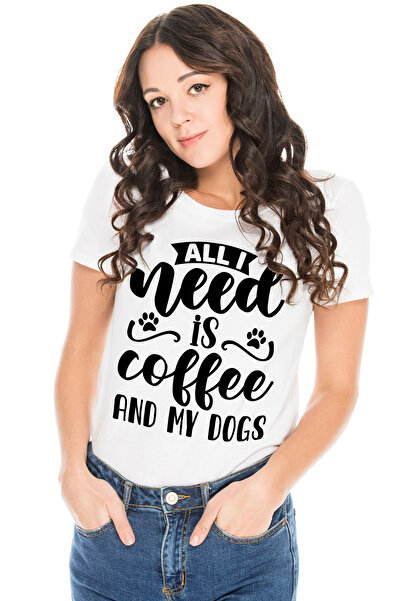 StoryGift Romania Tricou Femei cu labute si mesajul "Am nevoie doar de cafea ...