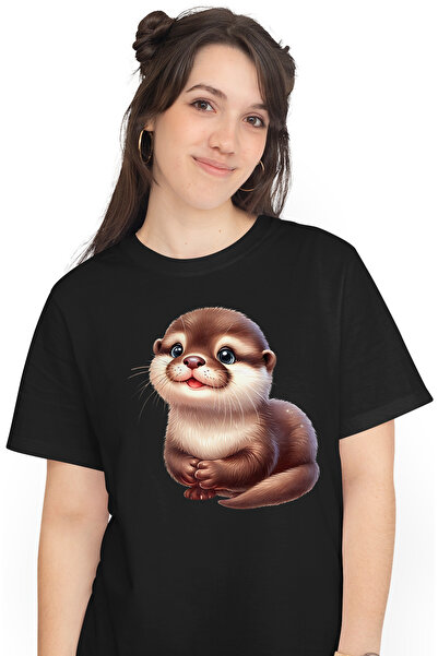 StoryGift Romania Tricou Femei cu o vidra vesela, ilustratie, jucausa, ferici...