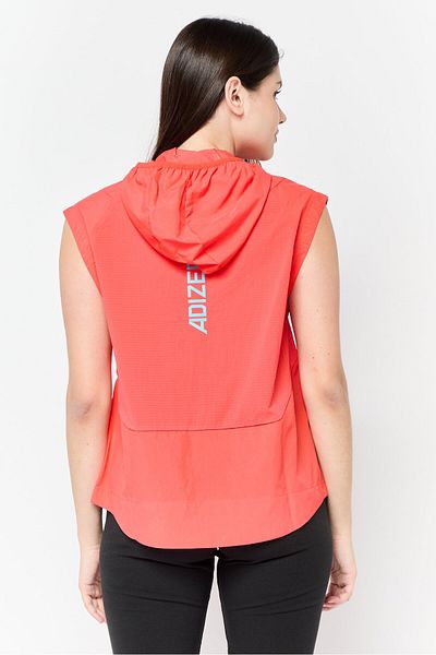 adidas Women Sportswear Fit Sleeveless Training Hooded Jacket, Red