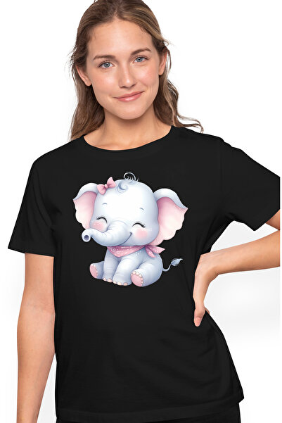 StoryGift Romania Tricou Femei cu o femela elefant, micuta, ilustratie, funda...