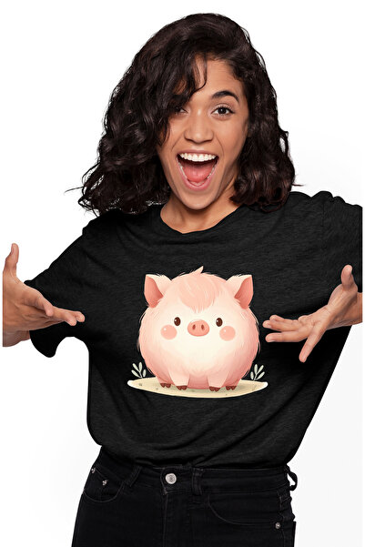 StoryGift Romania Tricou Femei cu un purcelus curios, ilustratie, imbujorat, ...