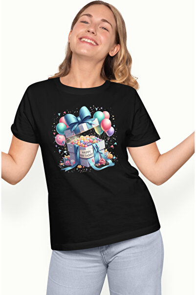 StoryGift Romania Tricou Femei cu un cadou deschis cu mesajul "Happy birthday...