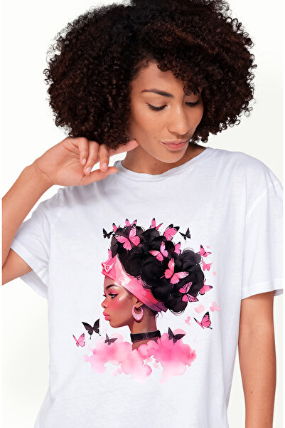 StoryGift Romania Tricou Femei cu o fata de culoare, draguta, ilustratie, abs...