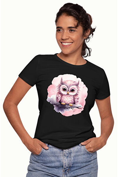 StoryGift Romania Tricou Femei cu o bufnita aproape adormita, somnoroasa, ilu...