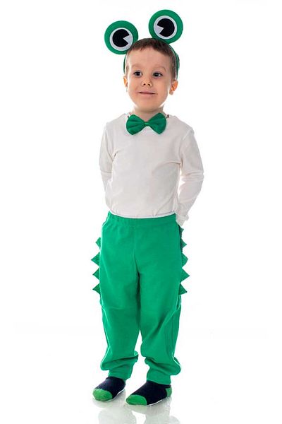 zola Costum pentru copii, model broasca, din 3 piese, verde, marime universala