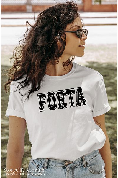 StoryGift Romania Tricou Femei Forta, Mesaj Motivational, Text Inspirational, Self Care, Cu Impri Wht_l