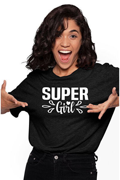 StoryGift Romania Tricou Femei pentru o fata smechera si iubita cu mesajul "Super girl" - inimioar BLK_XL