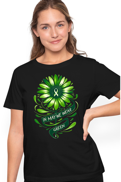 StoryGift Romania Tricou Femei cu mesajul "In May we wear green", ilustratie, motivational, in mai BLK_S