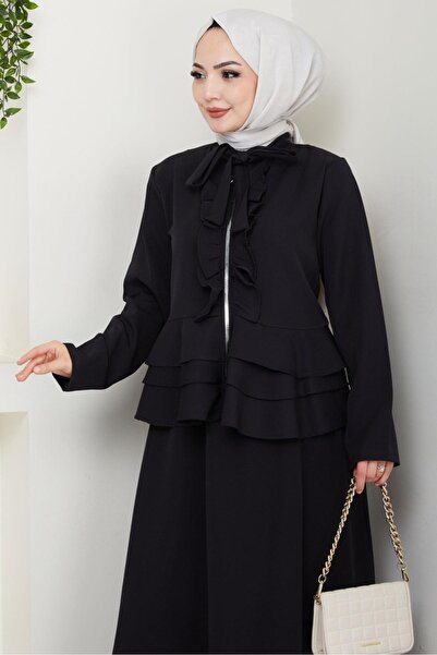 Bestenur Nesla Tunic Skirt Double Set 1418 - Black