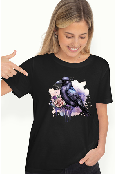 StoryGift Romania Tricou Femei cu un hipopotam, ilustratie, micut, ou vopsit, floricele, urechi de BLK_M