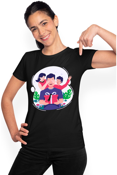 StoryGift Romania Tricou Femei Cu Copii, Tata, Parinte, Cadou, Flori, Multico...