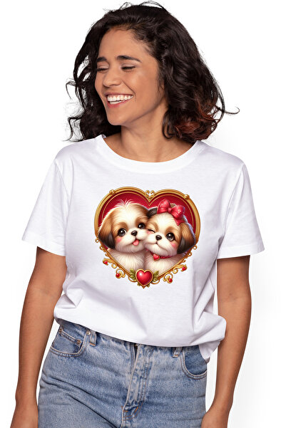 StoryGift Romania Tricou Femei cu o catelusa si un catel de talie mica, ilust...