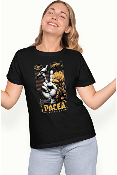 StoryGift Romania Tricou Femei Pacea Interioara - Semnul Pacii, Porumbel, Flo...