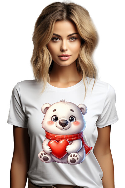 StoryGift Romania Tricou Femei cu un urs polar care tine o inima in brate, il...