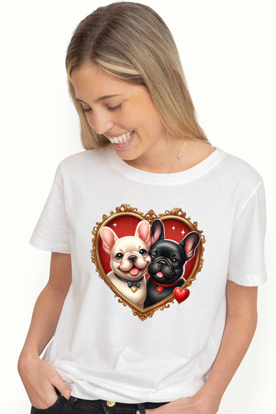 StoryGift Romania Tricou Femei cu o catelusa si un catel Pug, ilustratie, cad...