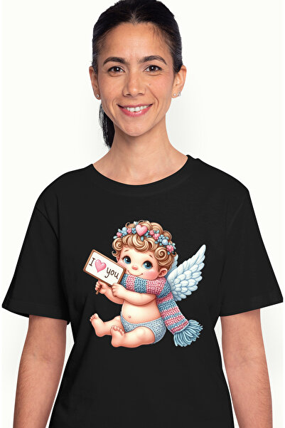 StoryGift Romania Tricou Femei cu un bebelus Cupidon, ilustratie, coroana din...