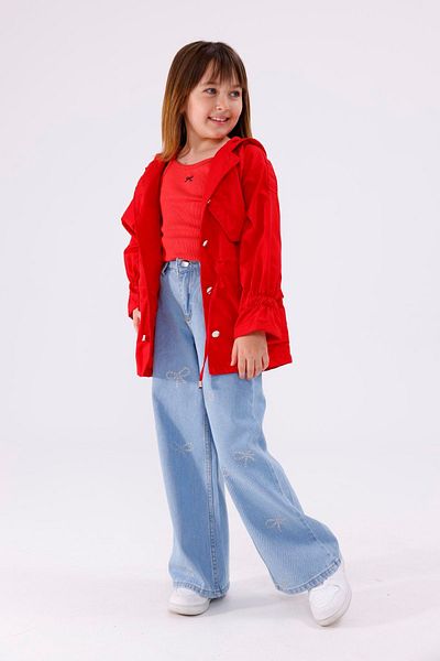HAUSEkids 4-16 Years Cat Polina Water Repellent Girl's Raincoat-Red