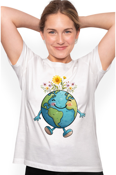 StoryGift Romania Tricou Femei cu planeta Pamant, ilustratie, constientizare,...
