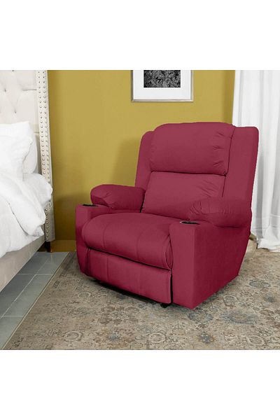 BACK COMFORT CloudRest | Velvet Classic Cinematic Recliner Chair with Cups Holder
