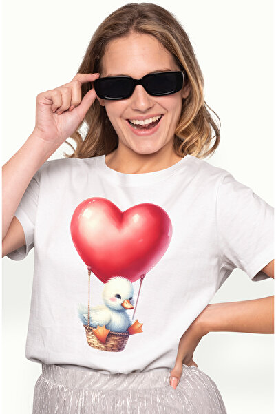 StoryGift Romania Tricou Femei cu o ratusca intr-un balon cu aer cald, ilustr...