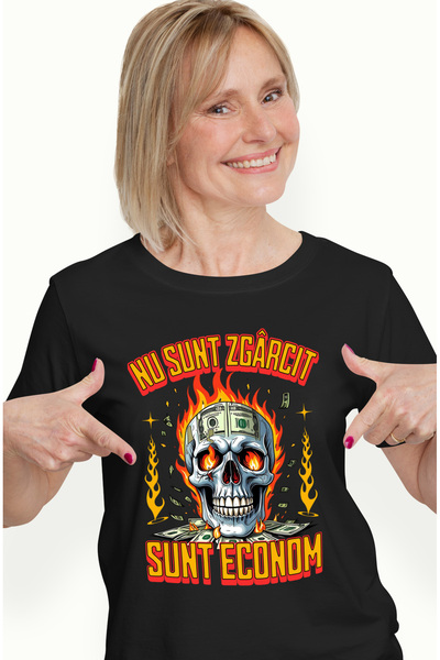 StoryGift Romania Tricou Femei Craniu in falcari text nu sunt zagarcit econom...