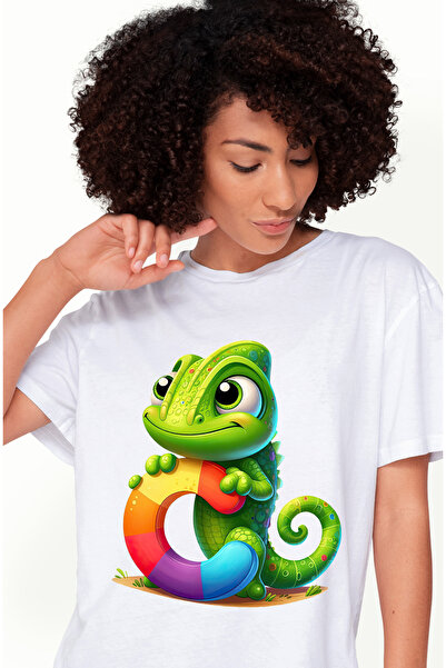 StoryGift Romania Tricou Femei cu cameleon cu litera "C", ilustratie, pentru ...